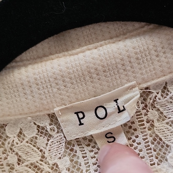 NWT  POL Oversized Mixed Thermal & Lace Button Down Shirt S - Picture 11 of 13